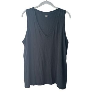 Madewell Whisper Cotton V-Neck Tank Top Black Size XXL